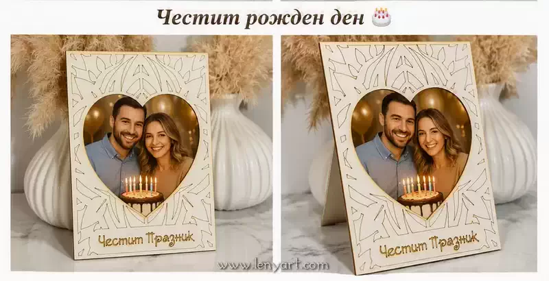 Рамка за снимка Сърце Рамка за подарък сърце Бирен картон рожден ден Орнамент Декорация Картичка Сватба Повод Кръщене Ретро 8 март подарък