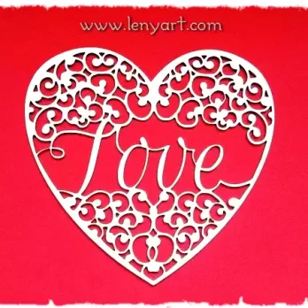 Сърце с надпис LOVE сърце цветя любов сватба подарък семейство украса декорация албум спомен орнаменти ретро