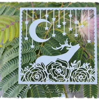 Елен с цветя заготовка бирен картон рамки гравирани пожелания повод рожден ден имен ден сватба бебе празник коледа лов ловец