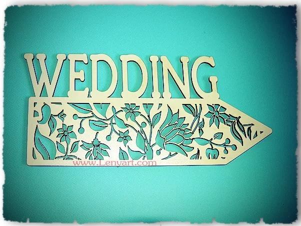 табелка wedding сватба стрелка надпис семейство мъж жена щастие живот цветя орнаменти арт табелка мдф гравиране тържество ритуал