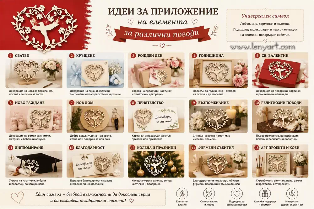 Сърце с птичка и цветя любов птичка гълъб цветя орнаменти украса картичка сватба арт албум сватбен бирен картон